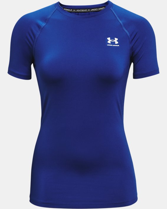 Women's HeatGear® Compression Short Sleeve, Blue, pdpMainDesktop image number 4